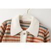 Colorblock Stripe Rainbow Cardigan Sweater Casual Pants Two Pieces - Modakawa modakawa