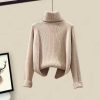 Fleece Hooded Coat Turtleneck Sweater Casual Pants Three Pieces - Modakawa modakawa